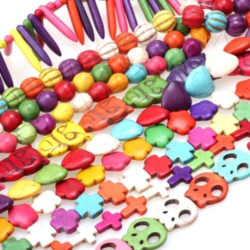 Random Fashion Colorful Round/Peace Symbol/Heart Stone Beads Charms Spacer Bead DIY necklace/bracelets Handcrafts Jewelry making