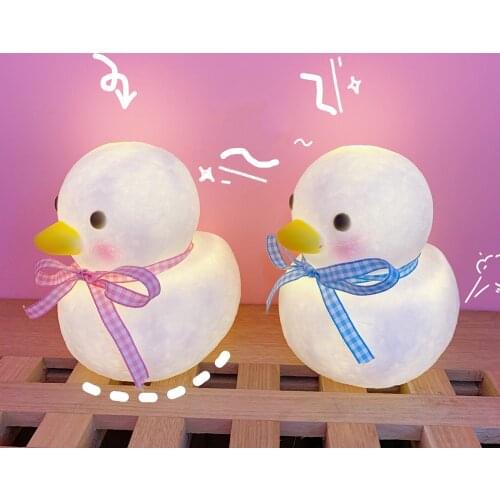 LED Blue/Pink Cartoon Duck Night Light Cute Girl Heart Personalized Bedside Lamp Bedroom Room Decoration Decor Birthday Gift
