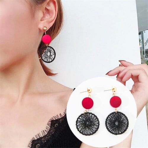 Temperament Earrings Wood Circle Network Earrings Boho Fringe For Women Fashion Round Earring Wholesale