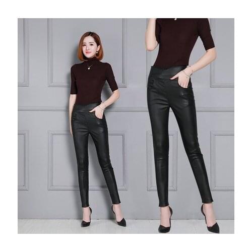 Top brand High 2020 Women Waist Slim Sheepskin Print Pants KP20 high quality