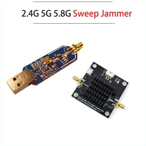 2.4G 5G 5.8G WiFi Sweep Jammer Shielder 2.4Ghz 5Ghz 5.8Ghz WiFi Disturber jammer development board / 1W 2W power amplifier