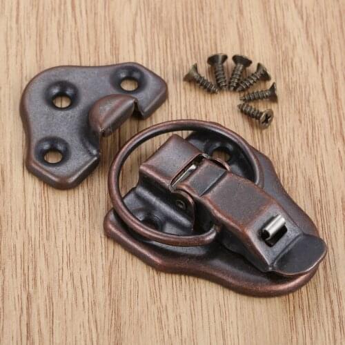 Vintage Wooden Box Lock Jewelry Chest Gift Box Toggle Latch Suitcase Buckles Toggle Hasp Latch Catch Clasp W/Screws 68*38MM