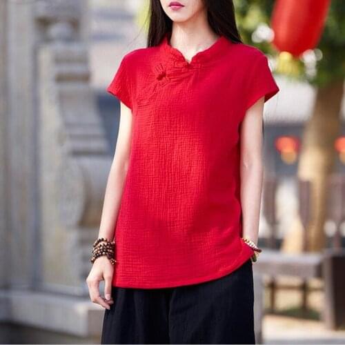 Chinese Style Large size Vintage shirt 2020 Summer New Women Retro Temperament Clothing Comfortable Vestido