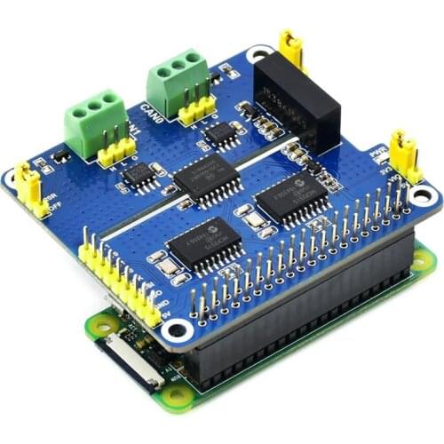 Waveshare 2-Channel Isolated CAN Expansion HAT for Raspberry Pi, Dual Chips Solution