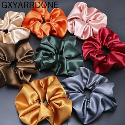 2020 Women Hair Bands Satin Solid Color Silk Hair Ties Scrunchie Ponytail Holder Hair Accessories Headband For Women