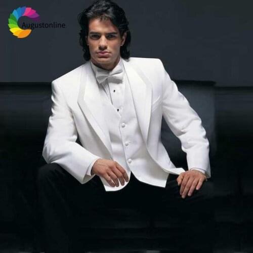 White Shawl Lapel 2018 Slim Fit Men Suits For Wedding Groom Costume Evening Party Prom Formal Tuxedo Best Man Blazer Traje 3Pcs