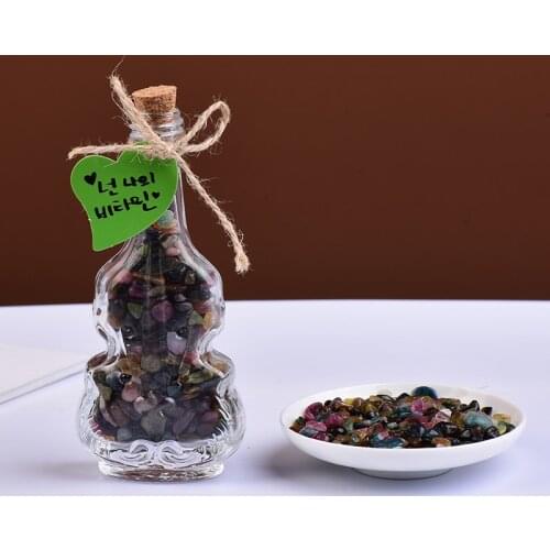 1pc Natural Crystal Gravel Install In Simple Violin Glass Bottle Rock Chips Tumbled Stone Healing Reiki Chakra Home Decor Gifts