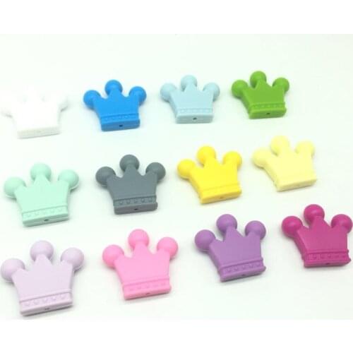 10PCS Bulk Food Grade Material Silicone Chew Beads Crown Shape NO BPA Infant Baby Chewing Beads DIY Nursing Teething Kid Jewelry