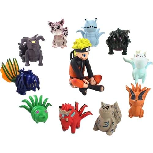 11pcs/set 4-8cm Tailed Beasts Shukaku Gyuki Kurama Isobu Kokuo Saiken Chomei Shinju Q Version Figure Toys