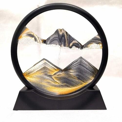 12inch 3D Deep Sea Sandscape Moving Sand Art Picture Round Glass In Motion Display Flowing Sand Frame Home Accessories