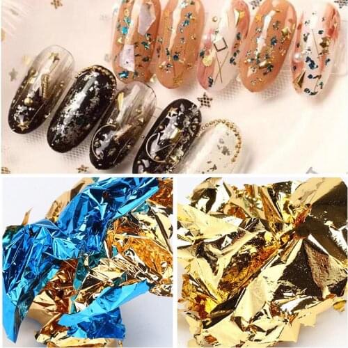 Gold Silver Red Colorful Nail Art Foil Paper Irregular Aluminum Nail Sticker Manicure Glitter Gel Polish Nail Decoration