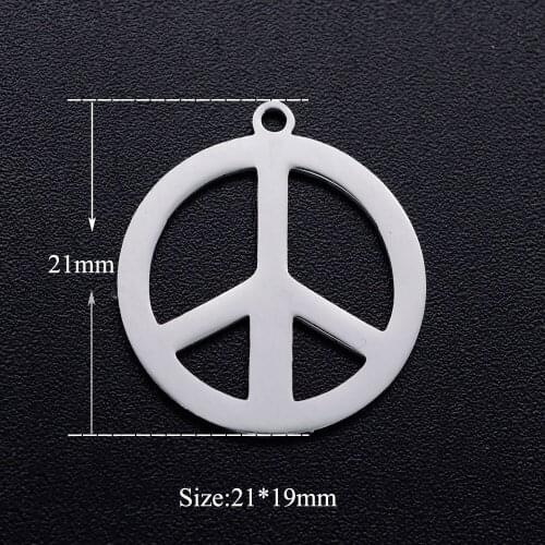 5pcs/lot 100% Stainless Steel Peace Sign diy Charms Wholesale Necklace Pendants Charm for Necklace Charm for Bracelet Making