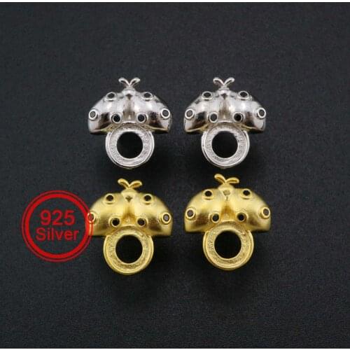 6MM Round Bezel Studs Earrings Settings Bugs Gold Plated Solid 925 Sterling Silver DIY Supplies for Gemstone 1706068