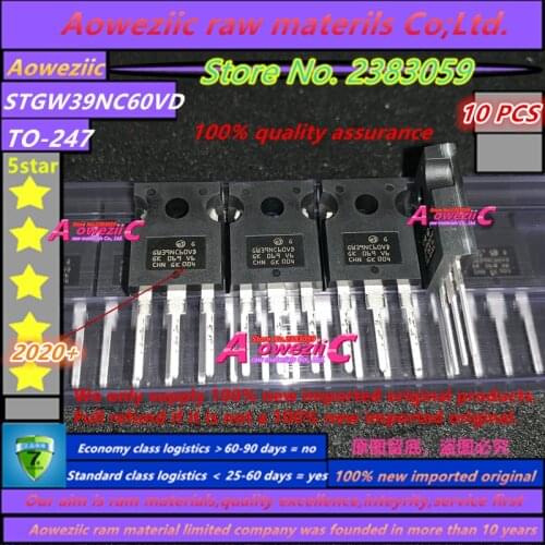 Aoweziic 2020+ 100% new imported original STGW39NC60VD GW39NC60VD TO-247 IGBT tube triode 40A 600V