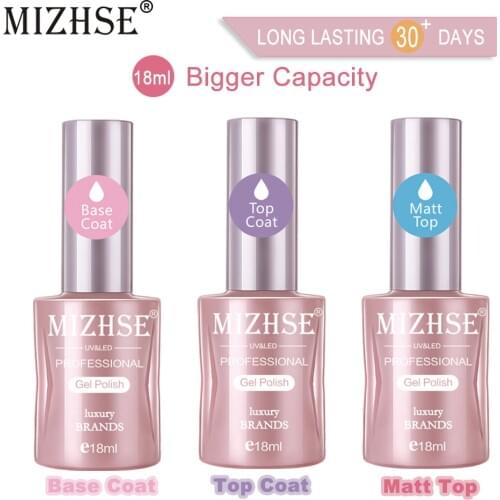MIZHSE 18ml Primer Base And Top Nail Polish Soak Off Matte Top Coat Manicure Nail Polish Vernis Semi Permanant Lot For Nail Art