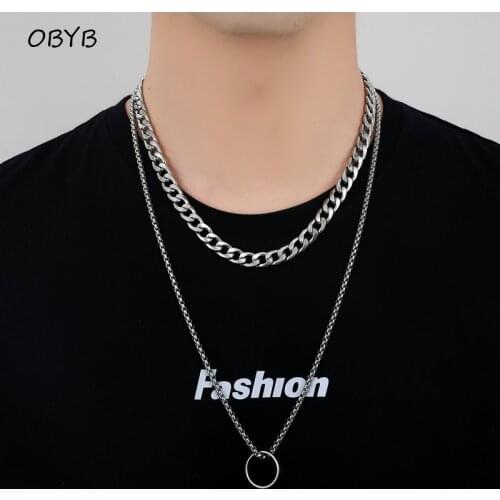 Stainless Steel Chain Necklace Long Hip Hop Cuban Chains On The Neck Fashion Jewelry for Women Men Accessories Friends Gift