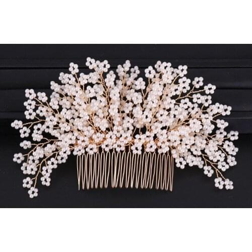 Elegant gold bridal hair accessories bead hair comb bridal hair accessories wedding dress accessories