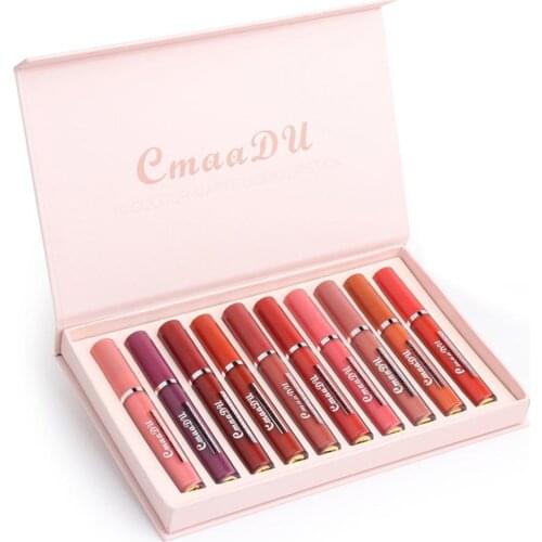 10 Piece/set Matte Lip Glaze Liquid Lipstick Pen Lips Moisturizer Makeup Long-lasting Nude Gloss Matte Lip Waterproof A6X7