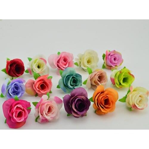 100pcs 4cm Artificial flowers for new Year home wedding decoration christmas accessories silk roses head scrapbooking simulation