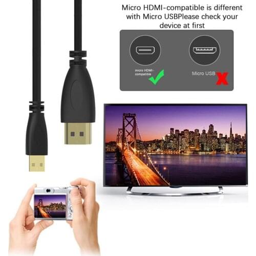 Exquisitely Designed Durable 1 M Micro HDMI-compatible To HDMI-compatible 1080p Wire Cable Adapter Tablets HDTV