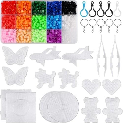 JINLETONG Hama Beads 5mm with pegboards and Jewelry Making DIY Crafts Creative Hobbies Kit Plastic 15 Colors Kids Toys Gift