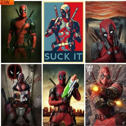 5D DIY Marvel Funny Deadpool Anime Full Diamond Square Embroidery Diamond Painting Mosaic Art Picture Rhinestone Decoration Gift