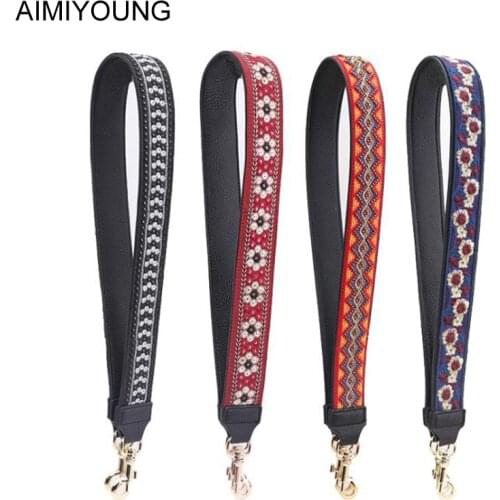 AIMIYOUNG Embroidery Leather Bag Straps Handbag Belt Shoulder Bag Wide Strap Replacement Strap Bag Part Adjustable Belt 105cm