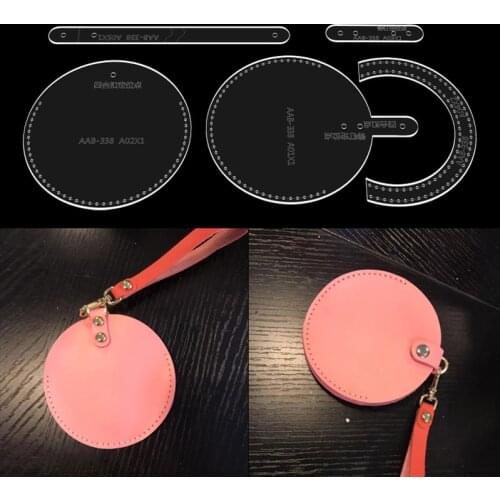 Handmade leather diy round coin purse acrylic version of the pattern paper pattern design template Leather cut pattern template