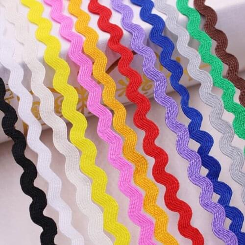 15Yards 5mm Colorful Curve Wavy Lace Trim S Shaped Lace Ribbon Handmade Costume Hat Curtain Pillow Decorations DIY Sewing Crafts
