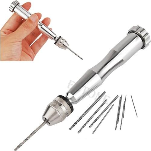 Micro Aluminum Hand Drill With Keyless Chuck +10 Twist Drills Rotary Tools Hot