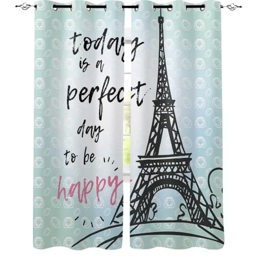 Eiffel Towers Window Curtains for Living Room Bedroom Kitchen Modern Curtains Home Decoration Drapes Blinds