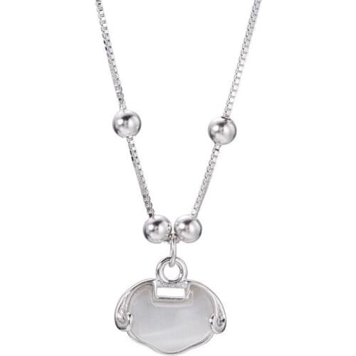 Natural White Jade Pendant Necklace 925 Silver Fashion Jewelry Chalcedony Amulet Gifts for Women