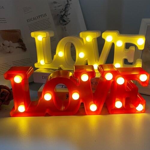 2021 Valentine Day Gift 3D Love Heart Marquee LED Letter Lamps Indoor Decorative Lamps LED Night Light Romantic Wedding Decor