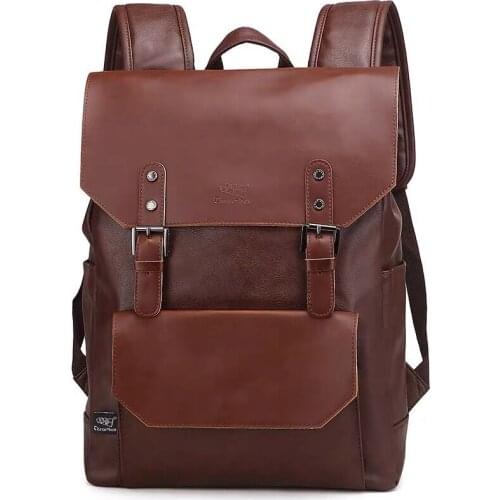 PU leather Men backpack school bag Large capacity man laptop bagpack shoulder school backpacks for women Travel bag big Daypack