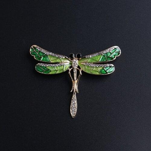 RONGQING 1Pcs/lot Rhinestone Enamel Dragonfly Brooches for Women Cute Realistic Insect Brooch Accessories