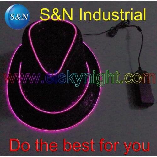 Coolest el hat 2AA batteries case and el inverter with Pink el wire Panama Jazz hat/cap+ free shipping