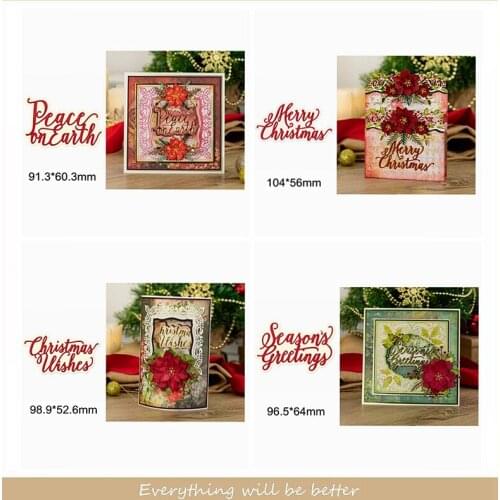 Merry Christmas Wishes Peace Seasons Greetings Letter Words Alphabet Sentence Metal Cutting Dies Diy Make Cards Stencils Craft