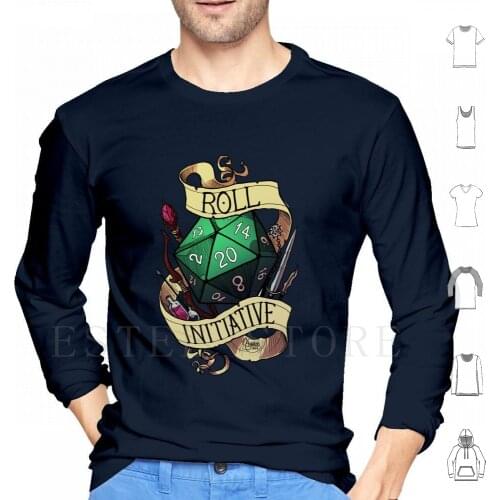 Roll Initiative Hoodie Long Sleeve Dnd And D20 D D The Adventure Zone 20 Sided Die Gaming Dice Gaming Games Tabletop Games