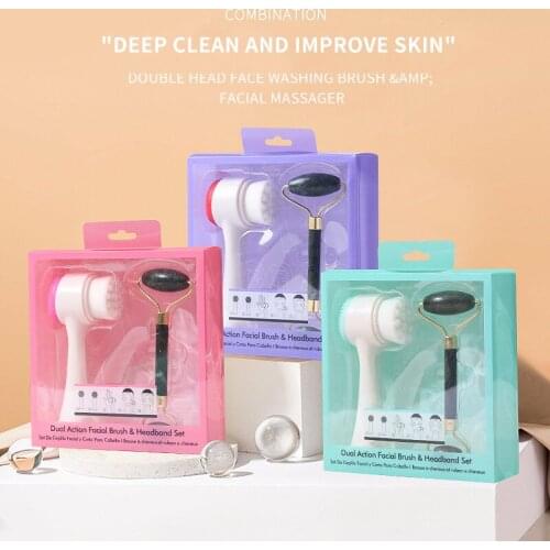 Wash Face Brush Jade Roller Massage Stick Massager Push Face Beauty Device Eye Face Jade Push Combination Set
