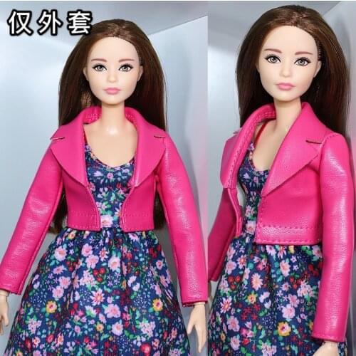 Hot pink and black leather coat outfit For 1/6 BJD Xinyi FR ST Barbie Doll / doll clothes