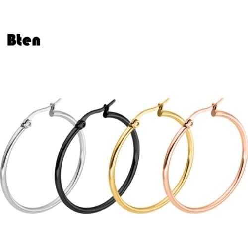 Small Big Circle Women Hoop Earrings Exaggerated Hoop Ear Loop Smooth Ring Round Earring Stainless Steel Jewelry Wholesale