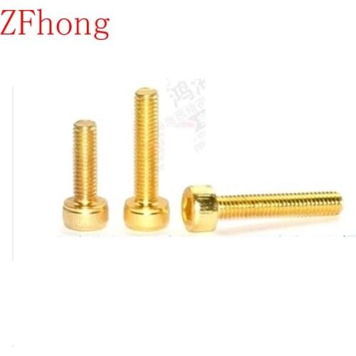 100pcs DIN912 M2 M2.5 M3 alloy steel with steel titanium plated gloden colour Hex Hexagon Socket Cap Head Screw
