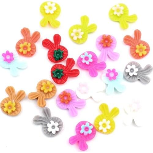 100Pcs Mixed Rabbit Head Resin Crafts Christmas Decoration Flatback Cabochon Embellishment For Scrapbook DIY Accessories