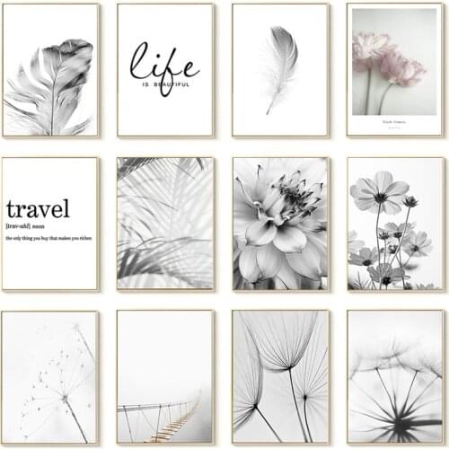 5D DIY Diamond Painting Black And White Flower Feather Dandelion Diamond Mosaic Embroidery Cross Stitch Soft Background Decor