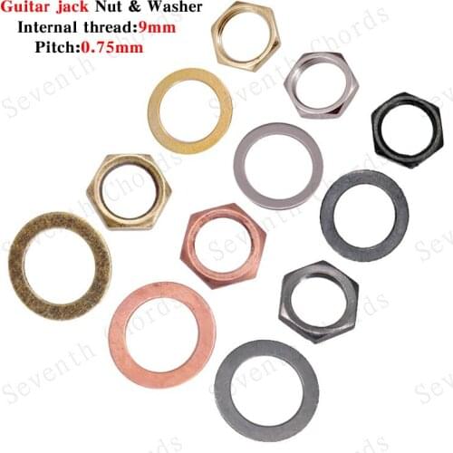 6 Sets 9mm Bass Electric Guitar Nut & Washer Gasket For Input Output Jack Socket - M9