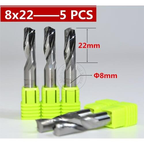 8mm*22mm-5Pcs,Freeshipping,CNC insert router bit,solid carbide Aluminum composite milling cutter,1 flute alucobond cutting knife
