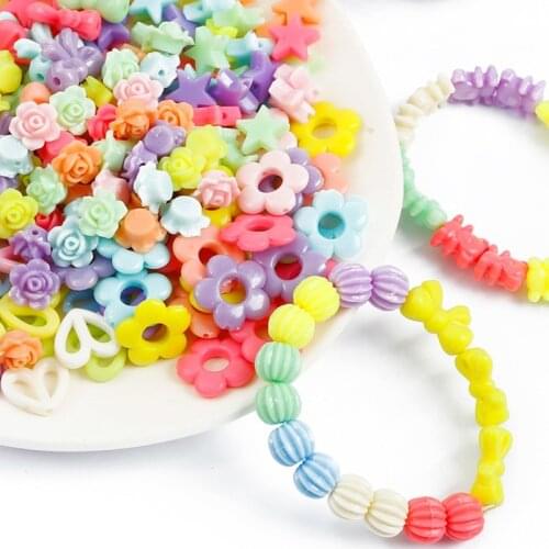 Acrylic String Ornament DIY Homemade Bracelet Necklace Colorful Bead String Jewelry Handmade Accessories Colorful Spring Color