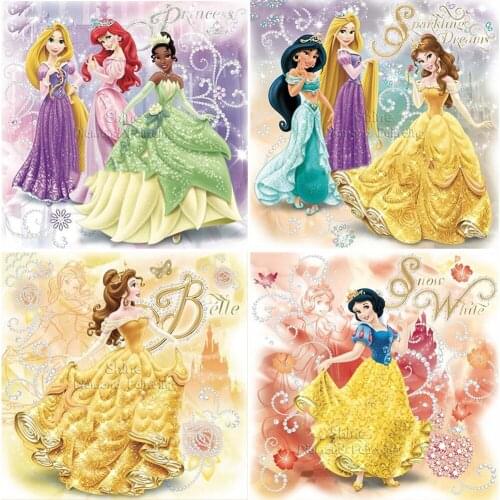5D DIY Diamond Painting Cartoon Princess Disney Children Mosaic Set Art Full Square Round Cross Stitch Embroidery Home Decor
