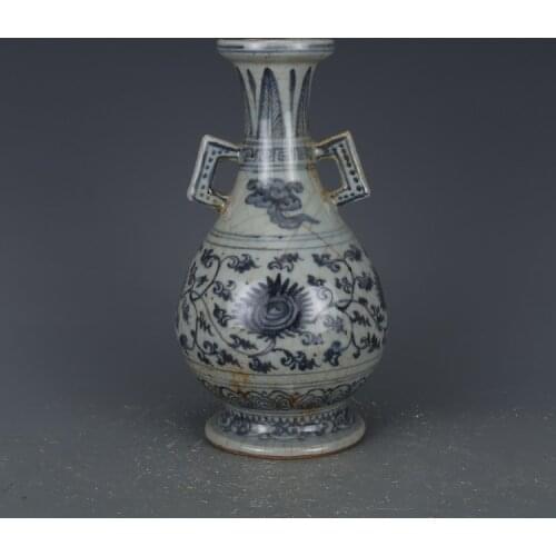 Antique MingDynasty porcelain vase,Blue and white flowering bottle,Hand-painted crafts,Decoration,Collection&Adornment