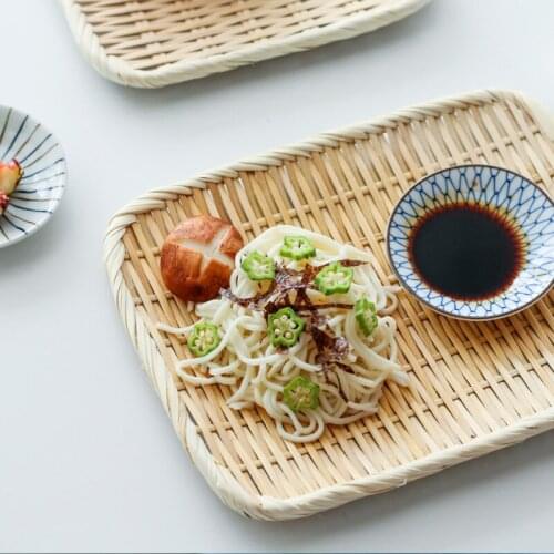 Handmade Bamboo Serving Tray Noodles Drainer Fruit Plate Support Food Dessert Plates Organizer Platter Photography Accessories